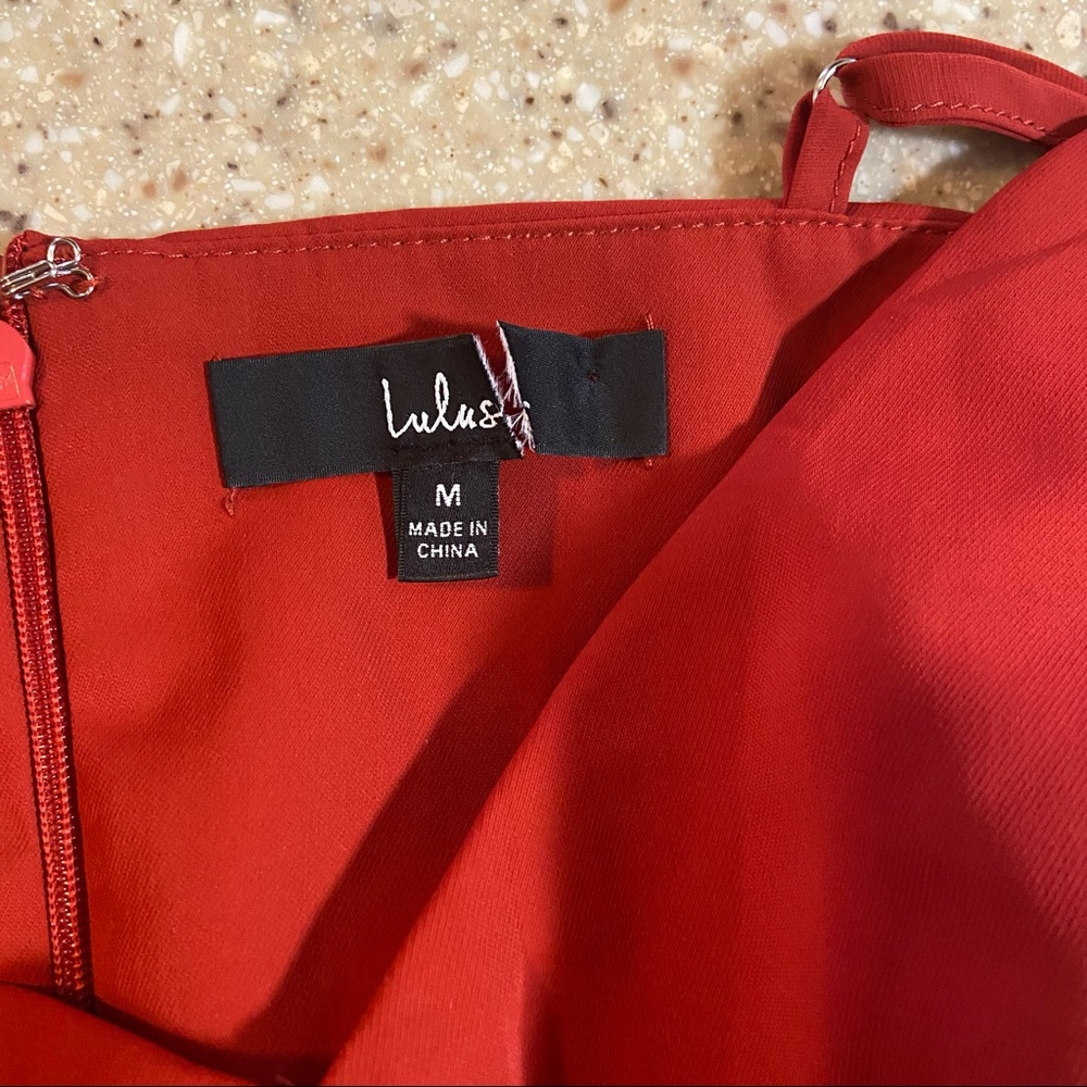 NWOT Lulus Reinette Rust Red Midi Dress - Picture 15 of 15